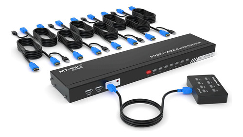 Mt-viki Conmutador Kvm De 8 Puertos Hdmi, 4k 30hz 1u Conmuta