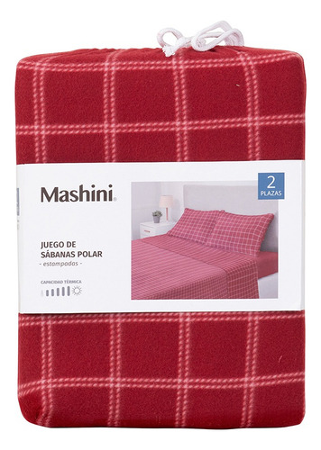 Juego De Sabana Polar Estampadas 1.5 Plazas Mashini Color Ladrillo Diseño De La Tela Estampado