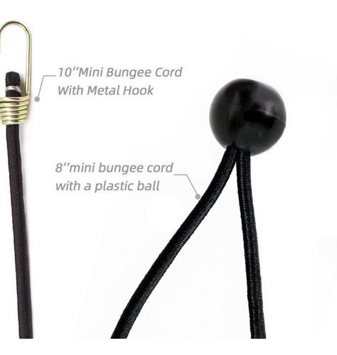 Imagen 4 de 10 de Set 30 Pzs Cordones Elástico Con Gancho Metal Bungees Cuerda