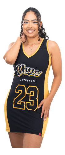 Vestido De Basquete Preto/dourado Chnc