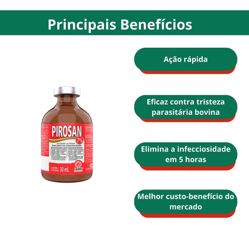Pirosan 7% Solução Vermífugo Antiparasitário 30ml Calbos