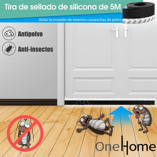 3 Tiras De Sellado Silicona Puertas Ventanas Guardapolvo Negras