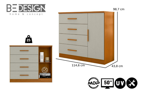 Cajonera Zapatera Genova 4 Cajones + Puerta - Kidscool