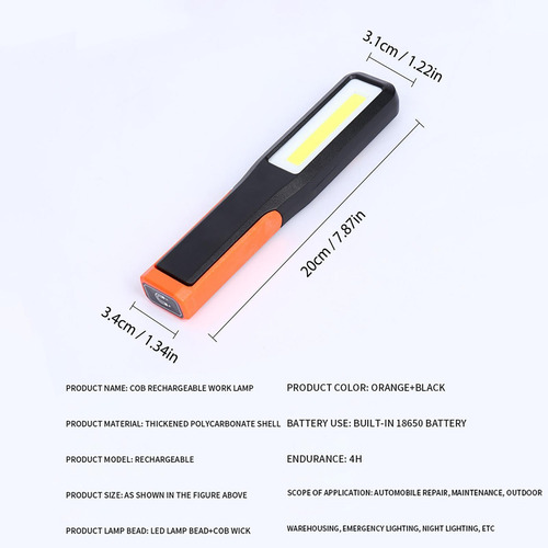 Luz De Trabajo Led Lámpara De Linterna Magnética Antorcha Us