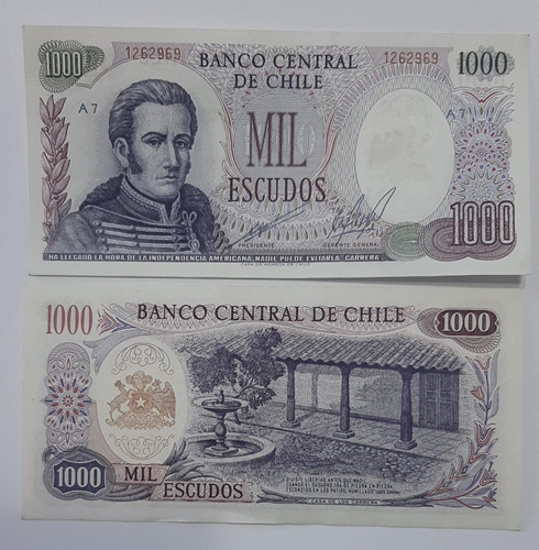 Billete Chileno De 1.000 Escudos Unc  Envio Gratis