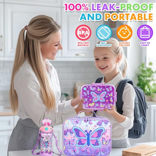Jgo Lonchera Bento Para Niños Con Recipientes Herméticos De