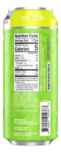 Ryse Fuel 16 Oz 12 Pack Sour Punch Sabor Sour Green Apple