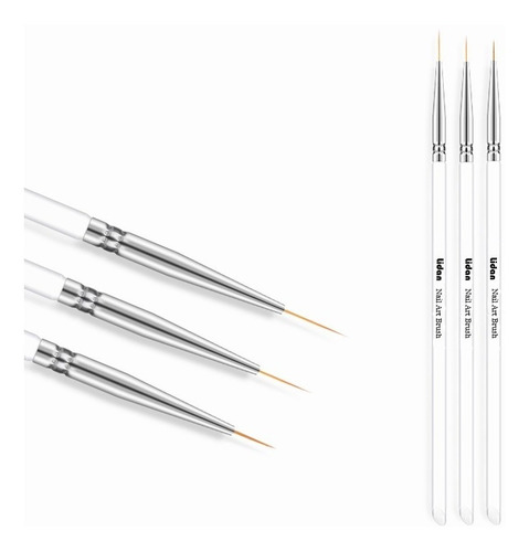 Imagem 1 de 8 de Kit3 Pincel Fina Profissionais Decoração De Unha Natural/gel