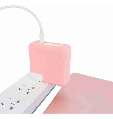 Protector Silicona Para Cargador Macbook 60w/61w/67w Rosado