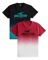 Comprar 2 Playeras Hollister Bordadas Degradado Original Hombre