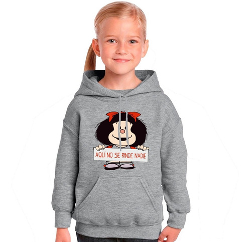 Buzo Gris Canguro Mafalda No Se Rinde Hombre Mujer Niños