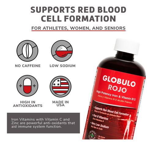 Suplemento De Ferro Globulo Rojo Liquid 473ml Com Vitaminas