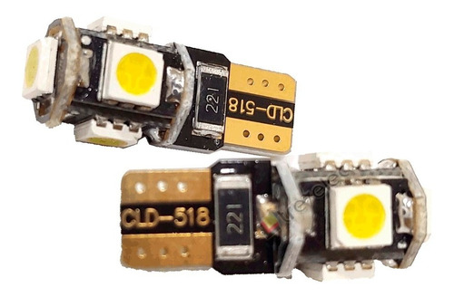 Lampara Led T10 5 Smd Blanco Frio Canbus Blister X2 Unidades