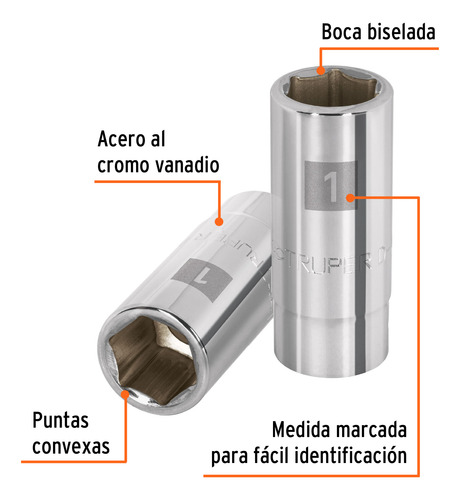 Dado De 6 Puntas, Largo, Cuadro 3/4'' De 1'', Truper 19343