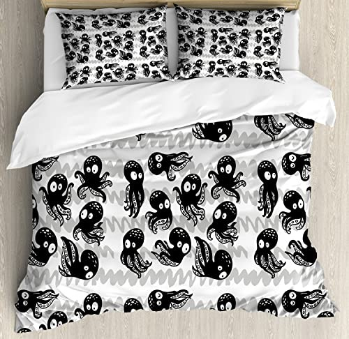 Ambesonne Octopus Duvet Cover Sets, Dibujos Animados Qcg8q