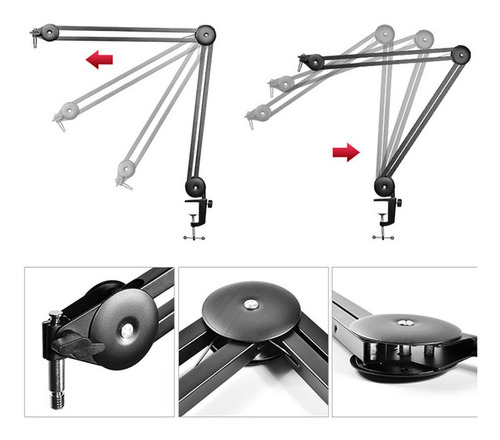 Imagen 5 de 10 de Soporte De Brazo Para Micrófono Heavy Duty 360° Ajustable Me