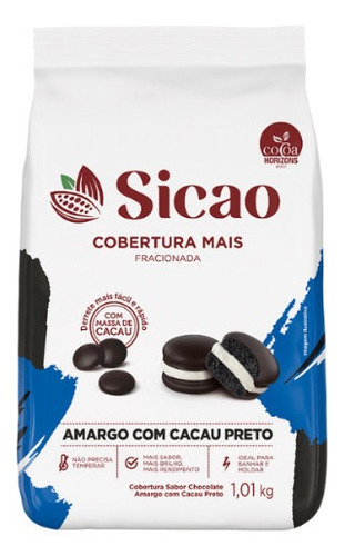 Chocolate Amargo Com Cacau Preto Cobertura 1,01 Kg Sicao