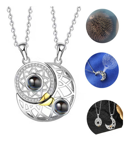 Collar Magnétio Diseño De Sol Y Luna Para Pareja