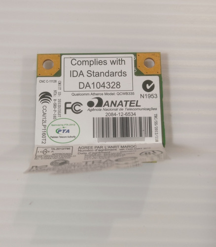 Tarjeta Wifi + Bluetooth Acer E3-112 Acer E5-411 Qcwb335 (Usado)