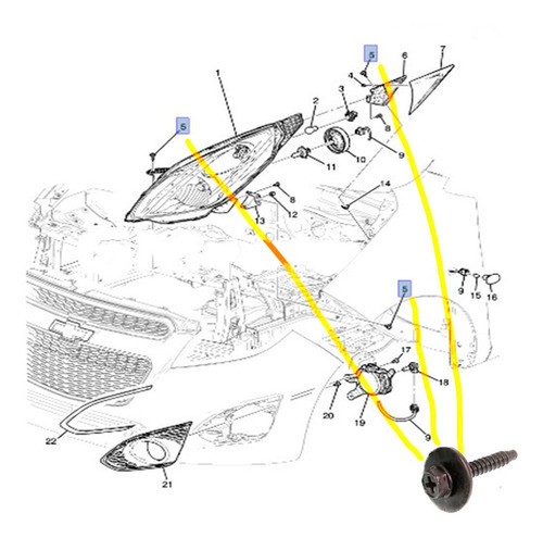 Tornillo Sujeccion Faro Chevrolet Spark 1.4l L4 2017