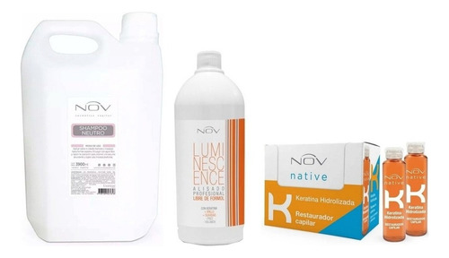 Kit Profesional Nov Alisado + Shampoo Neutro + Ampollas K