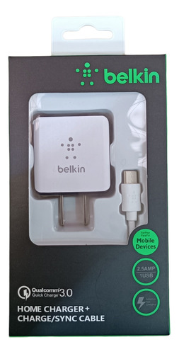 Cargador Celular Belkin Tipo C Usb 3.0 Qualcom Carga Rapida