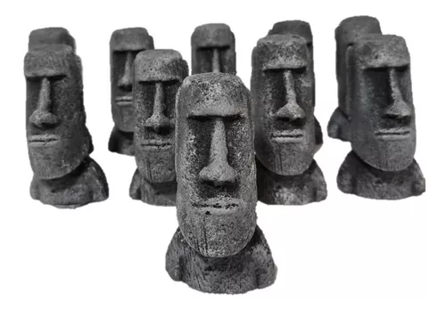 Cara De Pedra Emoji Taça Vinho Moai Escultura Em Resina 10pç