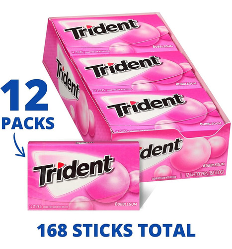 Chicle Trident Chicle Sin AzĂșcar, Hecho Con Xilitol, 12 Paqu