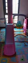 Comprar Hermoso Juego 3 En 1, Tobogan, Hamaca, Y Aro De Basquet Rosa, Celeste, Verde Y Amarillo
