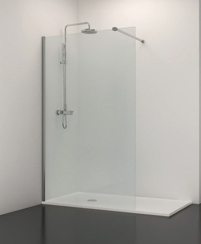 Mampara Baño Fija 80 X 190 Vidrio Incoloro 8 Mm Brazo Cromo