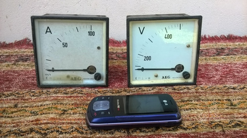 Antiguo Reloj Medidor Voltimetro Amperimetro Industrial