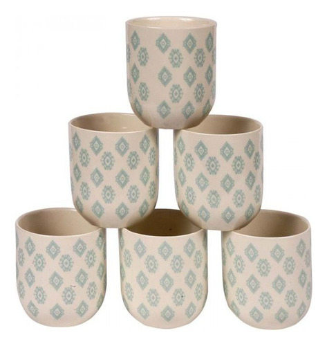 Set X 6 Taza Té Tacita Cuenco 150cc Cerámica Deco Porcelana