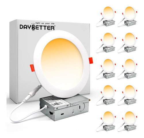 Daybetter Paquete De 10 Empotrables De Techo Led Ultradelgad