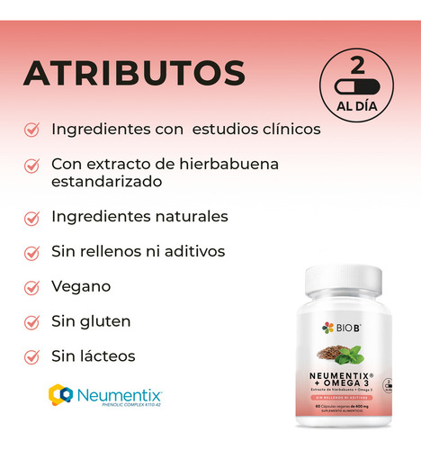 Bio B | Neumentix® + Omega 3 | 60 Cápsulas Veganas