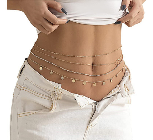Cadena De Cintura Dabeh En Color Plata, Ajustable, De Varias Capas, Cadena De Ombligo, Joyería De Playa Para Mujeres, Ideal Para Cumpleaños De Novias, San Valentín, Fiestas De Cumpleaños.