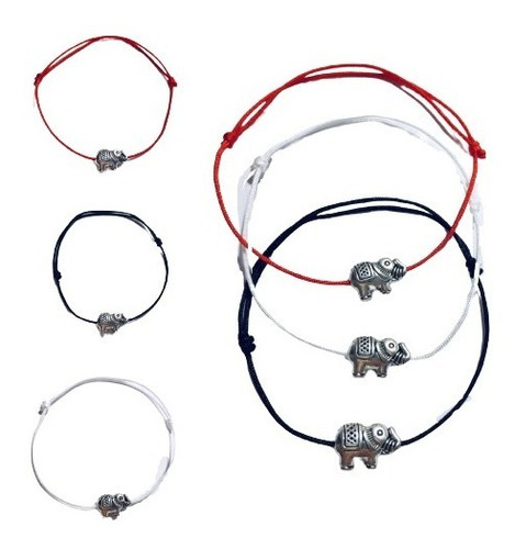 1 Pulsera Elefante Amalfi Hilo Rojo Negro O Blanco