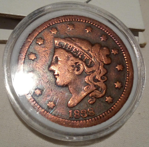 Moneda One Cent 1838 Excelente Brillo Original Muy Bonita