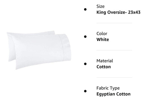 Funda De Almohada Extra Grande De Algodon Egipcio Con
