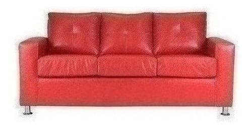 Sofá Facundo 3 Cuerpos Pu Rojo Patas Metal / Muebles América