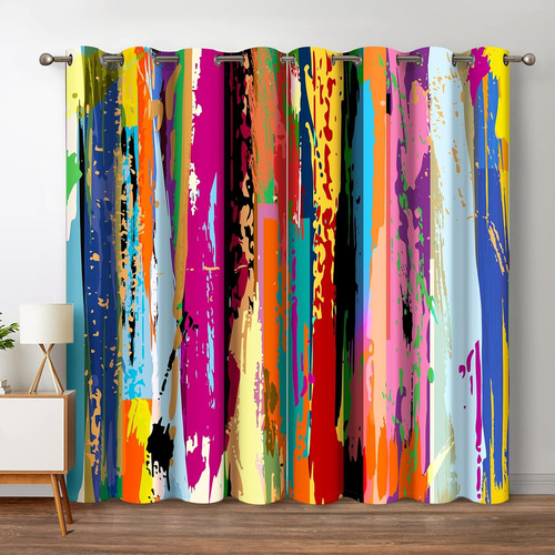 Cortinas Opacas Abstractas, Juego De 2 Paneles 107 X 213 Cm