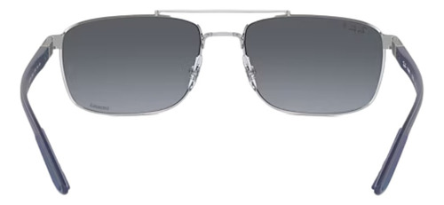 Óculos De Sol Ray-ban Prata Unissex 0rb3737ch Lente Azul E Dourado Desenho Liso