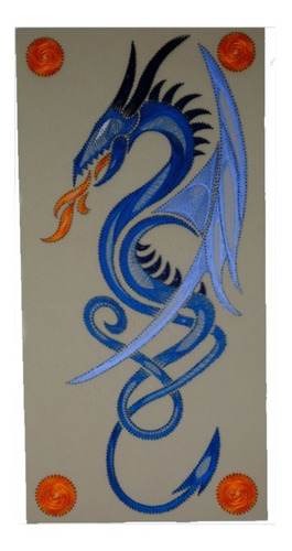 Cuadro Dragón 122x61 En Hilorama. Arte De Cuerda
