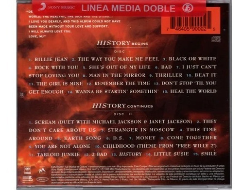 Michael Jackson - History Past Present And Future - Disco Cd
