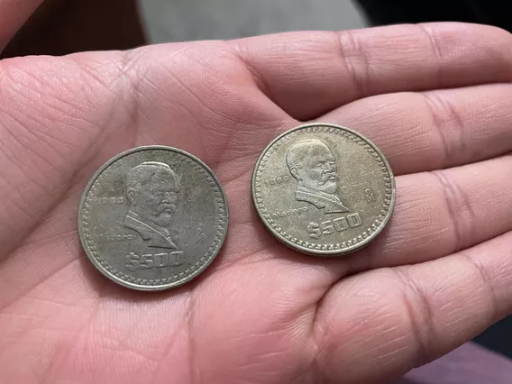 500 Pesos. Madero. 1988. Dos Monedas.
