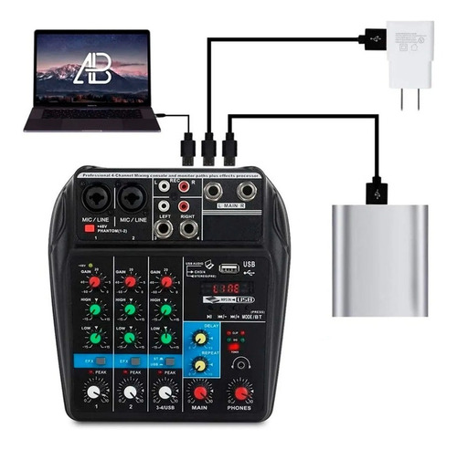 Consola Audio Potenciada Lexsen Pa4l 4 Canales 100w Dimm