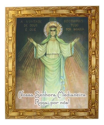 Quadro Da N. Sra. Medianeira, Mod.01, 30x25cm. Angelus Dourado