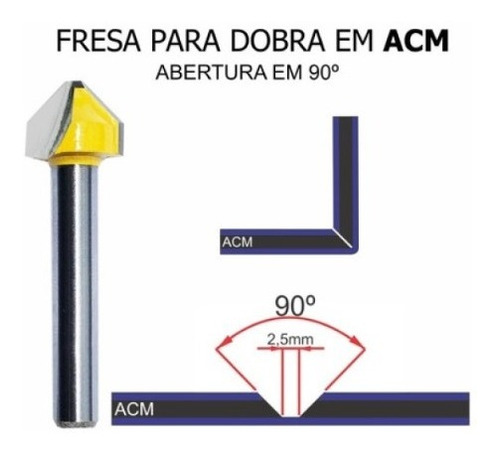 2 Fresa Chanfro E Dobra Acm, Acrilico, Aluminio 90º Em Widea