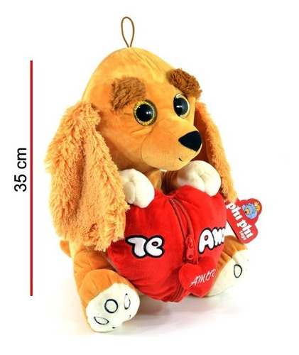 Peluche Perro Con Corazon Sorpresa Te Amo 35cm  Phi Phi 3920