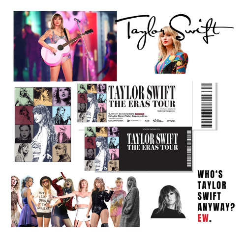 Taylor Swift Kit Imprimible Póster + Stickers + 2 Entradas