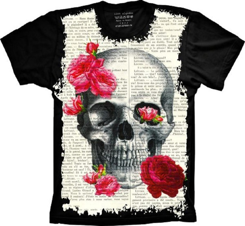 Camiseta Plus Size Legal - Cranio Caveira Com Flores
